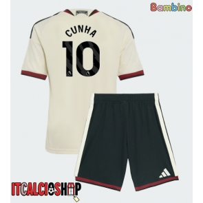Manchester United Matheus Cunha #10 Terza Maglia Bambino 2026-27 Manica Corta (+ Pantaloni corti)